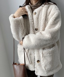 【chuclla】【2019AW】ボア コート ノーカラー ブルゾン ウール混 chw953