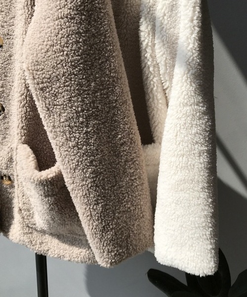 chuclla（チュクラ）の「【chuclla】【2019AW】ボア コート ノーカラー ブルゾン ウール混 chw953（ブルゾン・レディース・アイボリー/モカ・M/L）」の9枚目の写真
