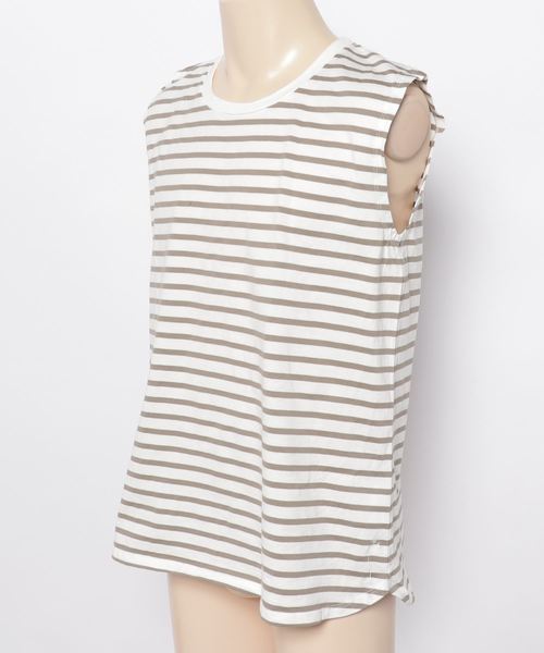 DAILY STANDARD by SANDINISTA(デイリースタンダードバイサンディニスタ)の「Cadet Sleeveless Border Tee / スリーブレスボーダートップ(Tシャツ/カットソー・メンズ・ホワイト×ブラック/ホワイト系その他/ホワイト×ネイビー・SMALL/MEDIUM/LARGE/X-LARGE/X-SMALL)」の20枚目の写真
