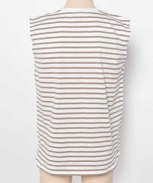 DAILY STANDARD by SANDINISTA(デイリースタンダードバイサンディニスタ)の「Cadet Sleeveless Border Tee / スリーブレスボーダートップ(Tシャツ/カットソー・メンズ・ホワイト×ブラック/ホワイト系その他/ホワイト×ネイビー・SMALL/MEDIUM/LARGE/X-LARGE/X-SMALL)」の21枚目の写真