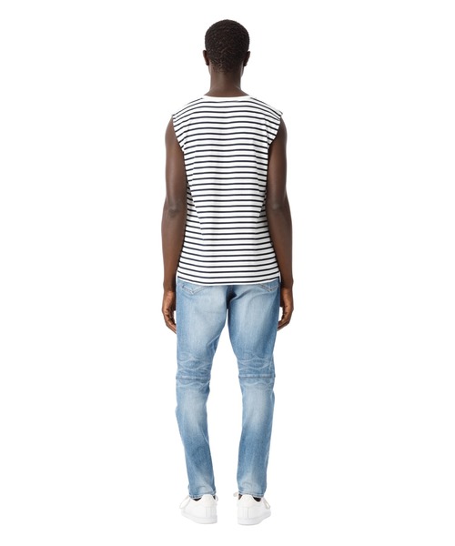 DAILY STANDARD by SANDINISTA(デイリースタンダードバイサンディニスタ)の「Cadet Sleeveless Border Tee / スリーブレスボーダートップ(Tシャツ/カットソー・メンズ・ホワイト×ブラック/ホワイト系その他/ホワイト×ネイビー・SMALL/MEDIUM/LARGE/X-LARGE/X-SMALL)」の13枚目の写真