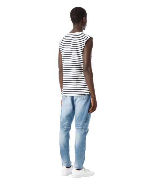 DAILY STANDARD by SANDINISTA(デイリースタンダードバイサンディニスタ)の「Cadet Sleeveless Border Tee / スリーブレスボーダートップ(Tシャツ/カットソー・メンズ・ホワイト×ブラック/ホワイト系その他/ホワイト×ネイビー・SMALL/MEDIUM/LARGE/X-LARGE/X-SMALL)」の14枚目の写真