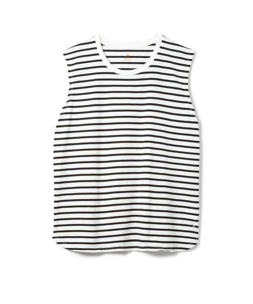 DAILY STANDARD by SANDINISTA(デイリースタンダードバイサンディニスタ)の「Cadet Sleeveless Border Tee / スリーブレスボーダートップ(Tシャツ/カットソー・メンズ・ホワイト×ブラック/ホワイト系その他/ホワイト×ネイビー・SMALL/MEDIUM/LARGE/X-LARGE/X-SMALL)」の15枚目の写真