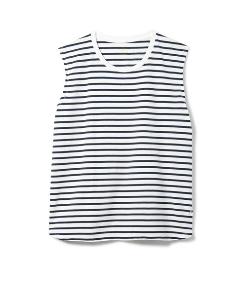 DAILY STANDARD by SANDINISTA(デイリースタンダードバイサンディニスタ)の「Cadet Sleeveless Border Tee / スリーブレスボーダートップ(Tシャツ/カットソー・メンズ・ホワイト×ブラック/ホワイト系その他/ホワイト×ネイビー・SMALL/MEDIUM/LARGE/X-LARGE/X-SMALL)」の17枚目の写真