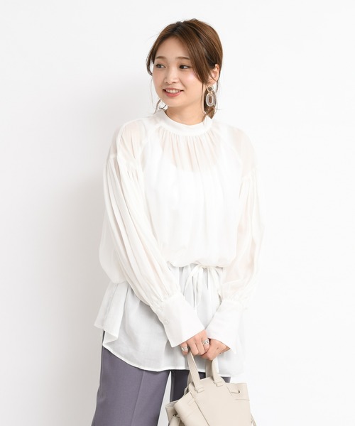 DouDou(ドゥドゥ)の「シアー2WAY袖ボリュームブラウス(シャツ/ブラウス・レディース・オフホワイト/ピンクベージュ/ベージュ系その他/ブラック・FREE)」の17枚目の写真