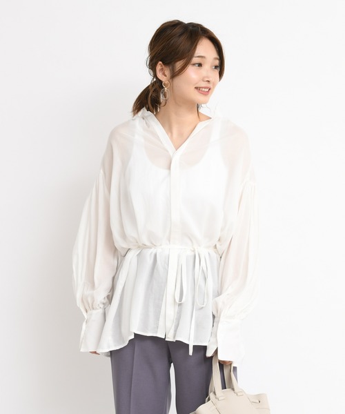 DouDou(ドゥドゥ)の「シアー2WAY袖ボリュームブラウス(シャツ/ブラウス・レディース・オフホワイト/ピンクベージュ/ベージュ系その他/ブラック・FREE)」の9枚目の写真