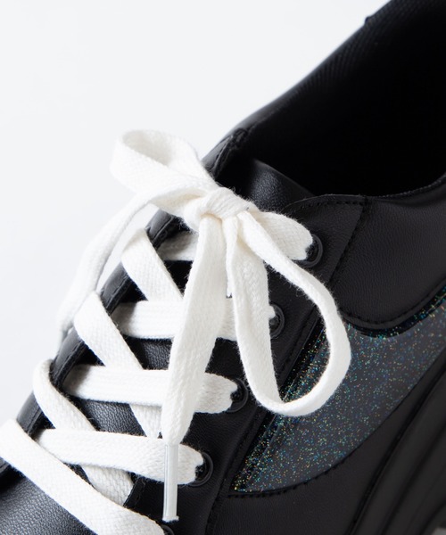 WEGO（ウィゴー）の「WEGO/ラメジェルボリューム厚底スニーカー（スニーカー・レディース・ブラック/ホワイト・MEDIUM/LARGE）」の7枚目の写真