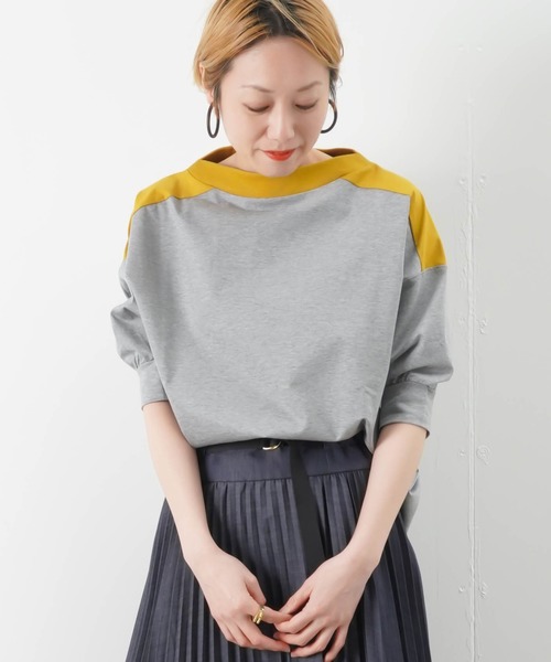 LUCA/LADY LUCK LUCA(ルカ/レディラックルカ)の「LC/LLL ヨーク配色 7分袖プルオーバー(Tシャツ/カットソー)」|グレー