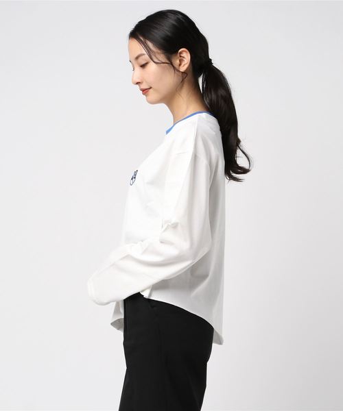 DING（ディング）の「DING/アシンメトリーロングTシャツ（Tシャツ/カットソー・レディース・グレー/ホワイト/ベージュ・FREE）」の4枚目の写真