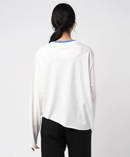 DING（ディング）の「DING/アシンメトリーロングTシャツ（Tシャツ/カットソー・レディース・グレー/ホワイト/ベージュ・FREE）」の5枚目の写真