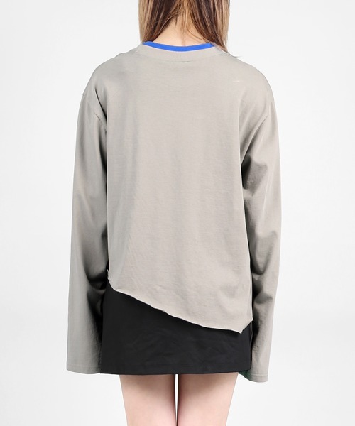 DING（ディング）の「DING/アシンメトリーロングTシャツ（Tシャツ/カットソー・レディース・グレー/ホワイト/ベージュ・FREE）」の10枚目の写真
