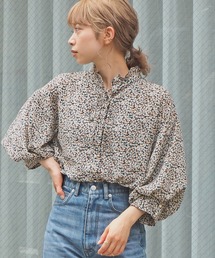 [2021SS新色登場]キラキラ釦袖タックブラウス