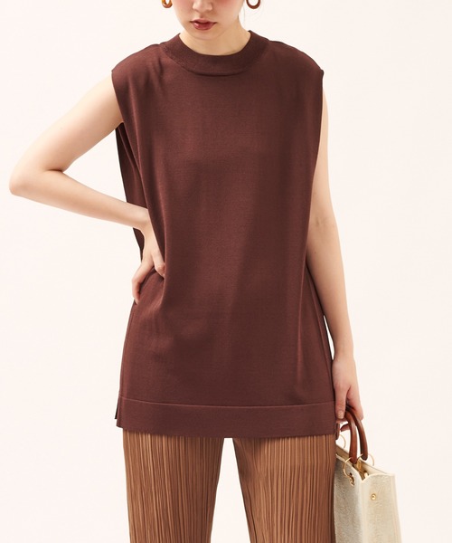 natural couture（ナチュラルクチュール）の「サイドタックノースリニット（ニット/セーター・レディース・ベージュ/ブラウン/ブルー/グリーン・FREE）」の21枚目の写真