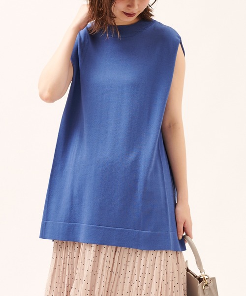 natural couture（ナチュラルクチュール）の「サイドタックノースリニット（ニット/セーター・レディース・ベージュ/ブラウン/ブルー/グリーン・FREE）」の8枚目の写真