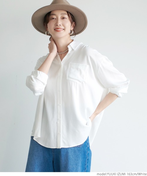 coca(coca)(コカ)の「シンプルブラウス(シャツ/ブラウス・レディース・ホワイト/ブラック・ONE SIZE)」の3枚目の写真