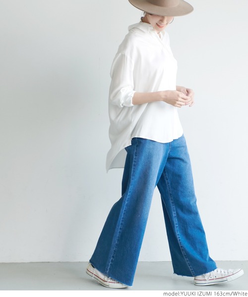 coca(coca)(コカ)の「シンプルブラウス(シャツ/ブラウス・レディース・ホワイト/ブラック・ONE SIZE)」の4枚目の写真