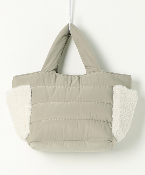 BeBe（ベベ）の「BeBe/タフタボアポケット付きバッグ（トートバッグ・キッズ・オフホワイト/パープル・ONESIZE）」の2枚目の写真