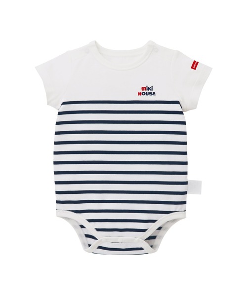 ロゴボーダー半袖ボディシャツ（ロンパース）｜MIKI HOUSE（ミキハウス） 6,221円
