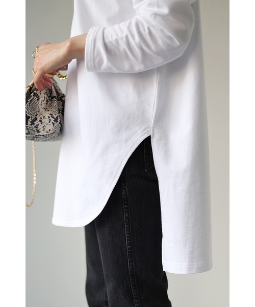 Bonjour Sagan（ボンジュールサガン）の「コットンサイドスリットロンT（Tシャツ/カットソー・レディース・ホワイト/ブラック/ピンクベージュ/パープル・FREE）」の13枚目の写真