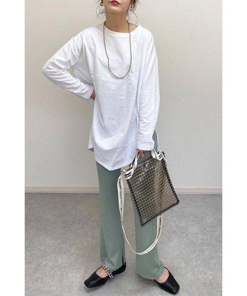 Bonjour Sagan（ボンジュールサガン）の「コットンサイドスリットロンT（Tシャツ/カットソー・レディース・ホワイト/ブラック/ピンクベージュ/パープル・FREE）」の19枚目の写真