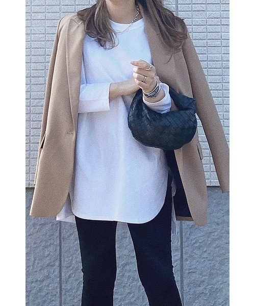 Bonjour Sagan（ボンジュールサガン）の「コットンサイドスリットロンT（Tシャツ/カットソー・レディース・ホワイト/ブラック/ピンクベージュ/パープル・FREE）」の21枚目の写真