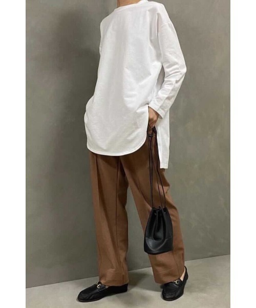 Bonjour Sagan（ボンジュールサガン）の「コットンサイドスリットロンT（Tシャツ/カットソー・レディース・ホワイト/ブラック/ピンクベージュ/パープル・FREE）」の22枚目の写真