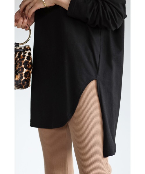 Bonjour Sagan（ボンジュールサガン）の「コットンサイドスリットロンT（Tシャツ/カットソー・レディース・ホワイト/ブラック/ピンクベージュ/パープル・FREE）」の22枚目の写真