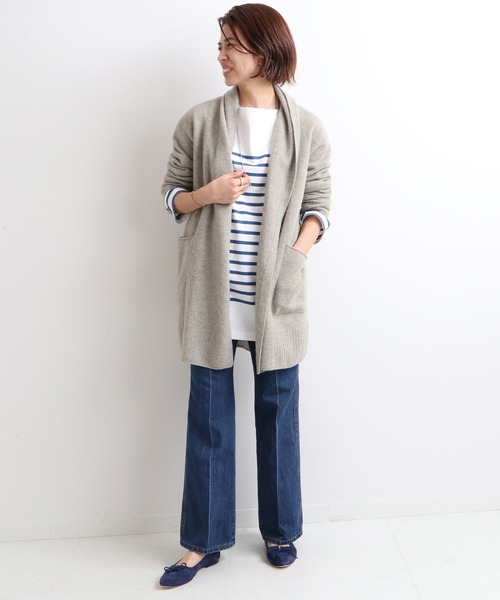 IENA（イエナ）の「Chess ストールカラー カーディガン◆（カーディガン/ボレロ・レディース・チャコールグレー/ベージュ系その他・FREE）」の9枚目の写真