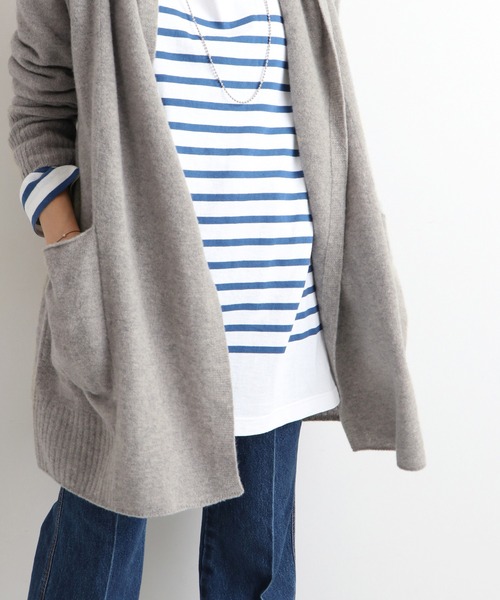 IENA（イエナ）の「Chess ストールカラー カーディガン◆（カーディガン/ボレロ・レディース・チャコールグレー/ベージュ系その他・FREE）」の7枚目の写真