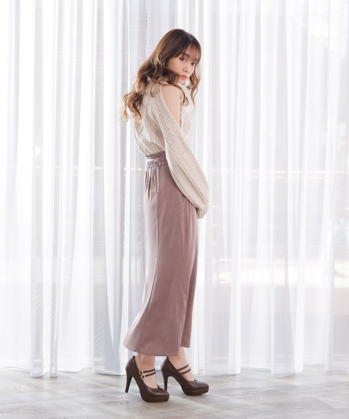 LIPSERVICE（リップサービス）の「ショルダースリットケーブルニット（ニット/セーター・レディース・アイボリー/ピンクベージュ/ブラック・FREE）」の6枚目の写真