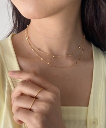 レイヤードボールチェーンネックレス