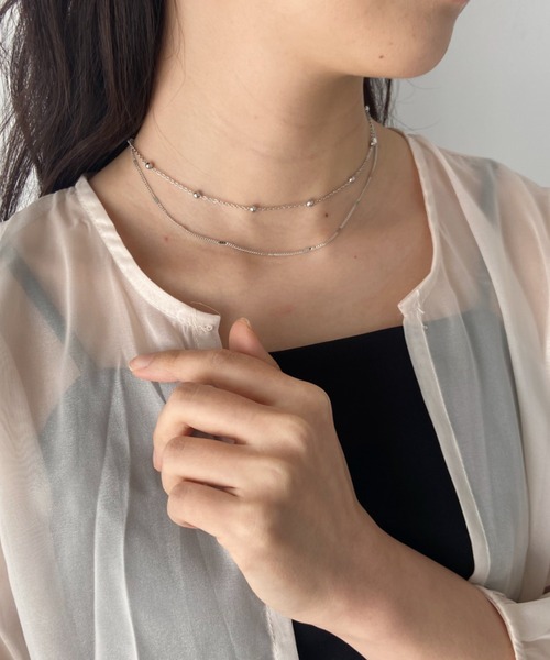 iso（イソ）の「レイヤードボールチェーンネックレス（ネックレス・レディース・シルバー/ゴールド・FREE）」の13枚目の写真