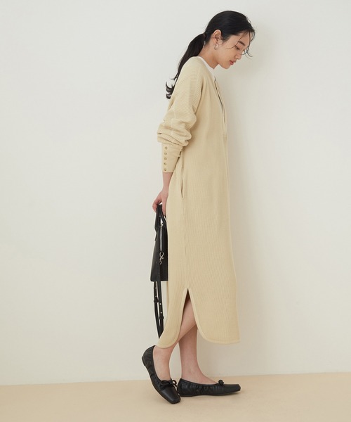 ADAM ET ROPE'（アダムエロペ）の「【WEB限定】両面ジャカードカフタンワンピース（ワンピース・レディース・ベージュ系その他/チャコールグレー・FREE）」の18枚目の写真