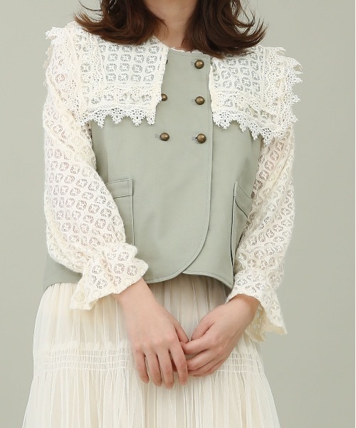 sakishimatokyo(サキシマトーキョー)の「【ZOZO限定】サキシマamp「ダブルボタンベスト」(ベスト・レディース・グレイッシュベージュ/ブラック/ライトグリーン・FREE)」の1枚目の写真