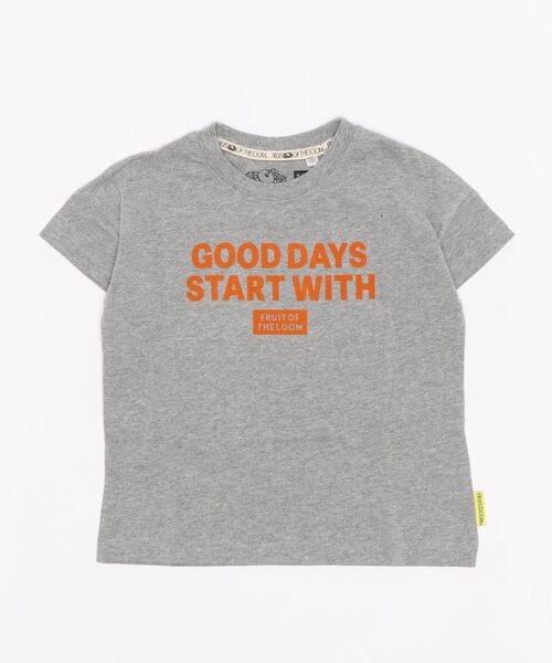 FRUIT OF THE LOOM（フルーツオブザルーム）の「フロックロゴ Pt ドロップショルダー Tee / Tシャツ / 半袖 / 前面 / プリント / カジュアル / ユニセックス / キッズ（Tシャツ/カットソー・キッズ・ホワイト/ブラック/グレー・90-100cm/130-140cm/110-120cm）」の3枚目の写真