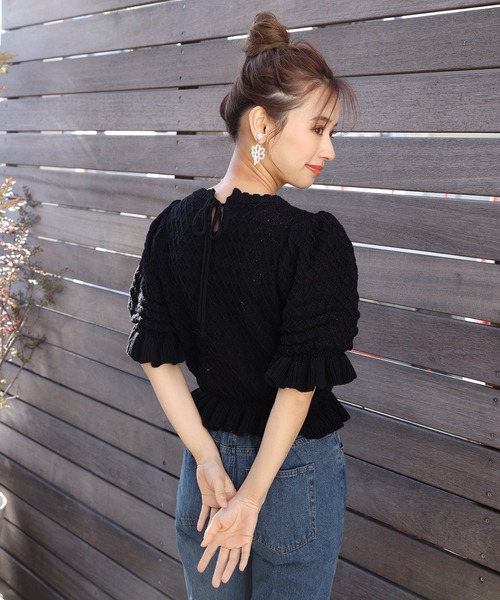 one after another NICE CLAUP（ワンアフターアナザーナイスクラップ）の「花刺繍ニット（ニット/セーター・レディース・ブラック/オフホワイト/ライトグリーン・FREE）」の16枚目の写真