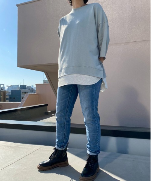 go slow caravan（ゴースローキャラバン）の「UNDERWRAPS / アンダーラップス フェイクレイヤードクルー (M3)（スウェット・レディース・チャコールグレー/ベージュ/ピンク/グリーン・M/L）」の3枚目の写真