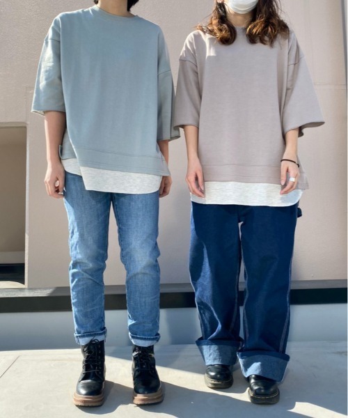 go slow caravan（ゴースローキャラバン）の「UNDERWRAPS / アンダーラップス フェイクレイヤードクルー (M3)（スウェット・レディース・チャコールグレー/ベージュ/ピンク/グリーン・M/L）」の22枚目の写真