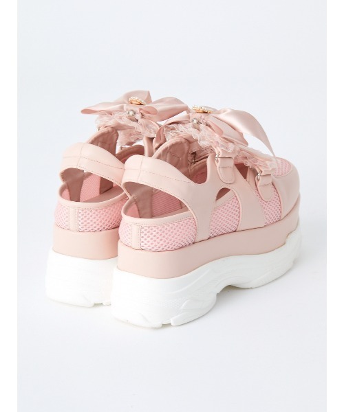 Ank Rouge(アンクルージュ)の「ビジューリボン付スニーカー(スニーカー・レディース・アイボリー/ピンク/ブラック・L/M)」の10枚目の写真