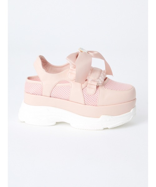 Ank Rouge(アンクルージュ)の「ビジューリボン付スニーカー(スニーカー・レディース・アイボリー/ピンク/ブラック・L/M)」の11枚目の写真