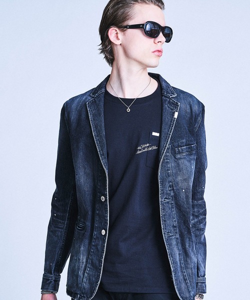 CRIMIE（クライミー）の「BORN RUDE GARAGE STRETCH SELVEDGE DENIM JACKET（デニムジャケット・メンズ・ブラック/インディゴブルー・XXL/S/L/XL/M）」の2枚目の写真