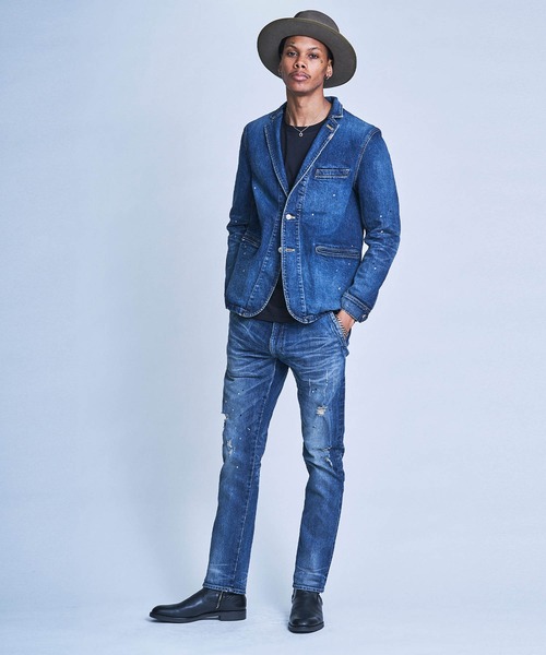 CRIMIE（クライミー）の「BORN RUDE GARAGE STRETCH SELVEDGE DENIM JACKET（デニムジャケット・メンズ・ブラック/インディゴブルー・XXL/S/L/XL/M）」の9枚目の写真