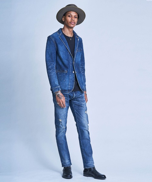 CRIMIE（クライミー）の「BORN RUDE GARAGE STRETCH SELVEDGE DENIM JACKET（デニムジャケット・メンズ・ブラック/インディゴブルー・XXL/S/L/XL/M）」の10枚目の写真