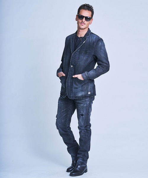 CRIMIE（クライミー）の「BORN RUDE GARAGE STRETCH SELVEDGE DENIM JACKET（デニムジャケット・メンズ・ブラック/インディゴブルー・XXL/S/L/XL/M）」の22枚目の写真