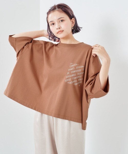 CONVERSE(コンバース)の「【CONVERSE】シルケット ビッグドロップTee(Tシャツ/カットソー・レディース・グレー/ブラウン/チャコール・M)」の4枚目の写真