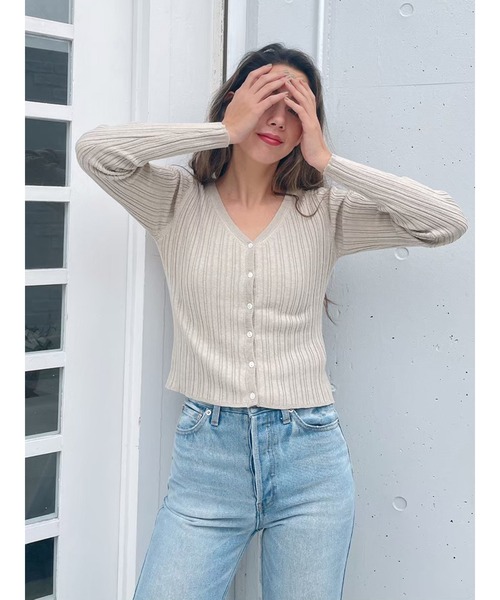 Vicente（ヴィセンテ）の「Henry kint cardigan（ニット/セーター・レディース・ブラック/ベージュ/オフホワイト・FREE）」の3枚目の写真