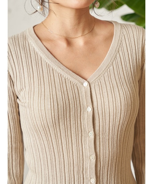 Vicente（ヴィセンテ）の「Henry kint cardigan（ニット/セーター・レディース・ブラック/ベージュ/オフホワイト・FREE）」の5枚目の写真