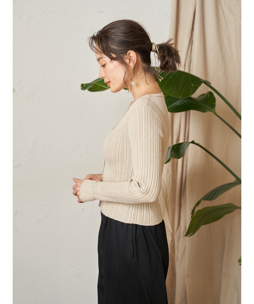 Vicente（ヴィセンテ）の「Henry kint cardigan（ニット/セーター・レディース・ブラック/ベージュ/オフホワイト・FREE）」の7枚目の写真