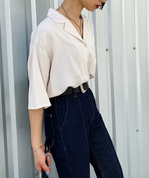 PAGEBOY(ページボーイ)の「シルキールーズセットアップシャツ(シャツ/ブラウス・レディース・ブラック/オリーブ/ブルー系その他/グレイッシュベージュ・FREE)」の20枚目の写真