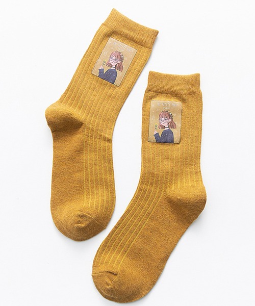 女の子イラストソックス ソックス 靴下 ソックス 靴下 レディース レッグウェア Kakko カッコ のファッション セール